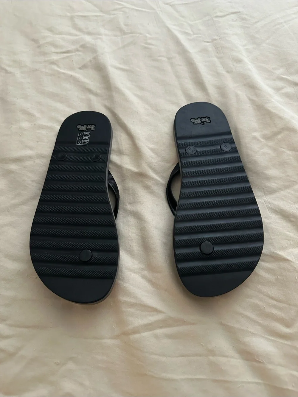 Coach Black Signature Flip Sandals